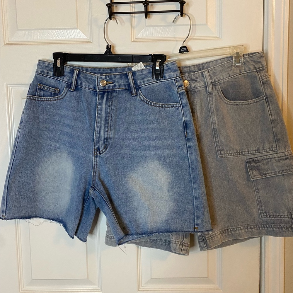 Juniors bundle 2 pack shorts New Shein Blue Denim and Gray Cargo Shorts